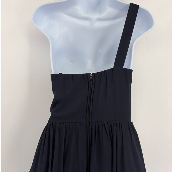 Jodi Kristopher One Shoulder Cocktail Dress 3 Holiday Navy Rhinestone Chiffon - Picture 7 of 15